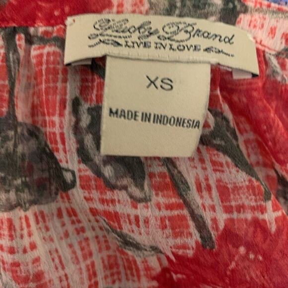 LUCKY BRAND FLORAL DRAWSTRING BLOUSE SZ‎ XS - Picture 6 of 7